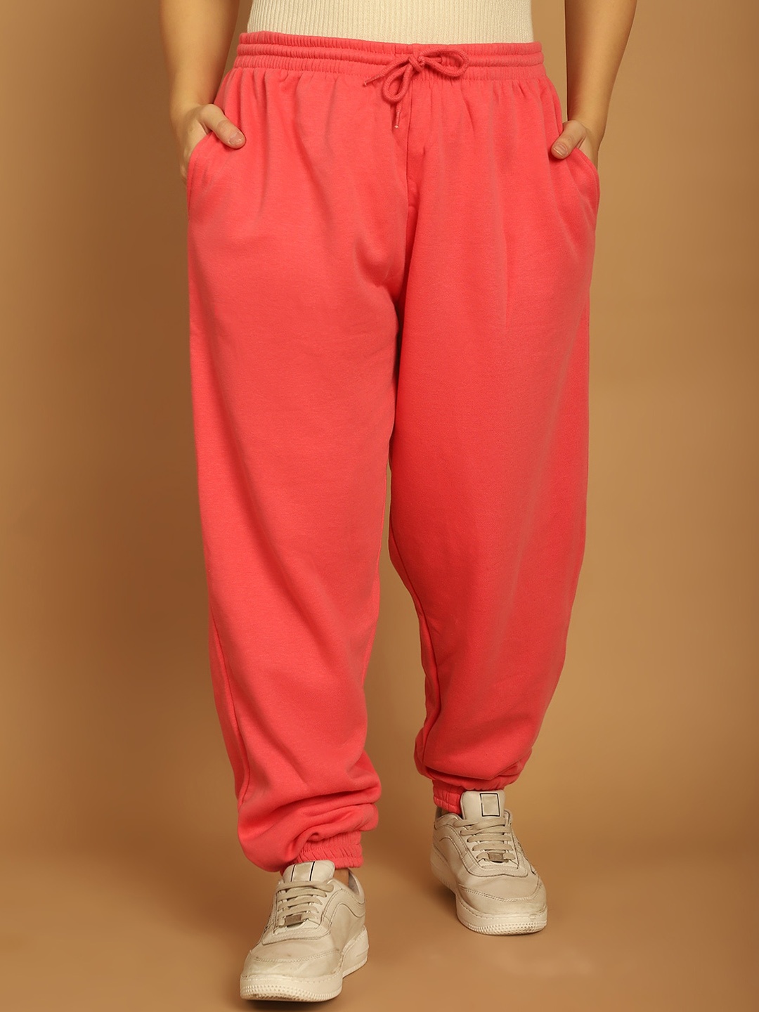 

NoBarr Women Mid-Rise Joggers Trousers, Pink