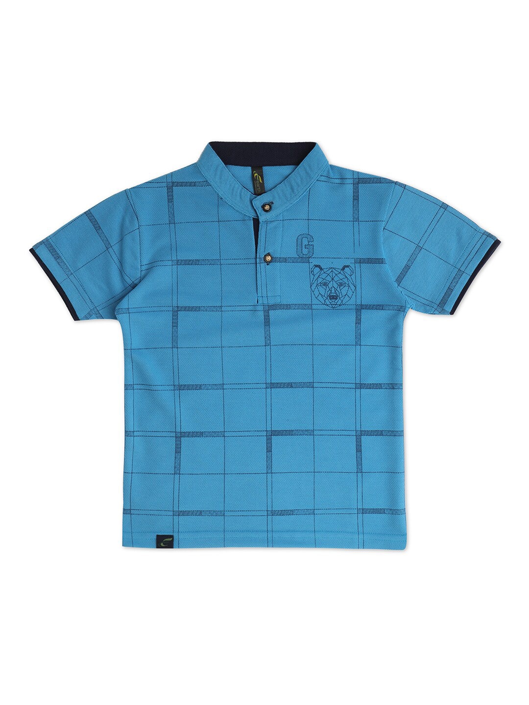 

earth conscious Boys Checked Polo Collar Applique T-shirt, Blue