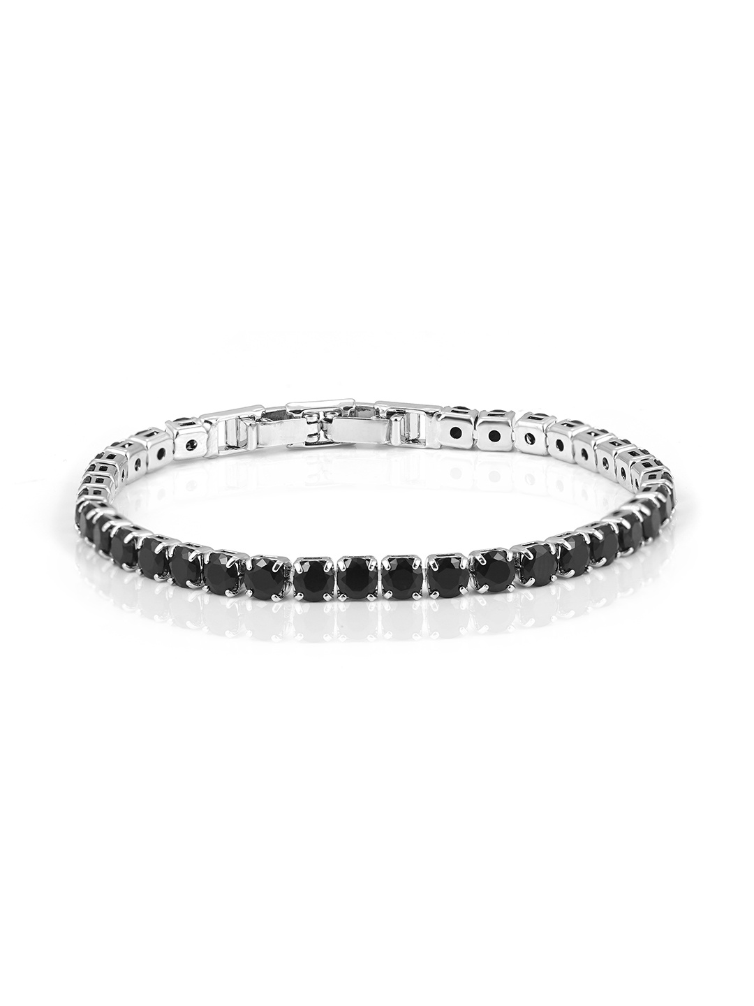 

SWASHAA Women Brass Cubic Zirconia Silver-Plated Wraparound Bracelet