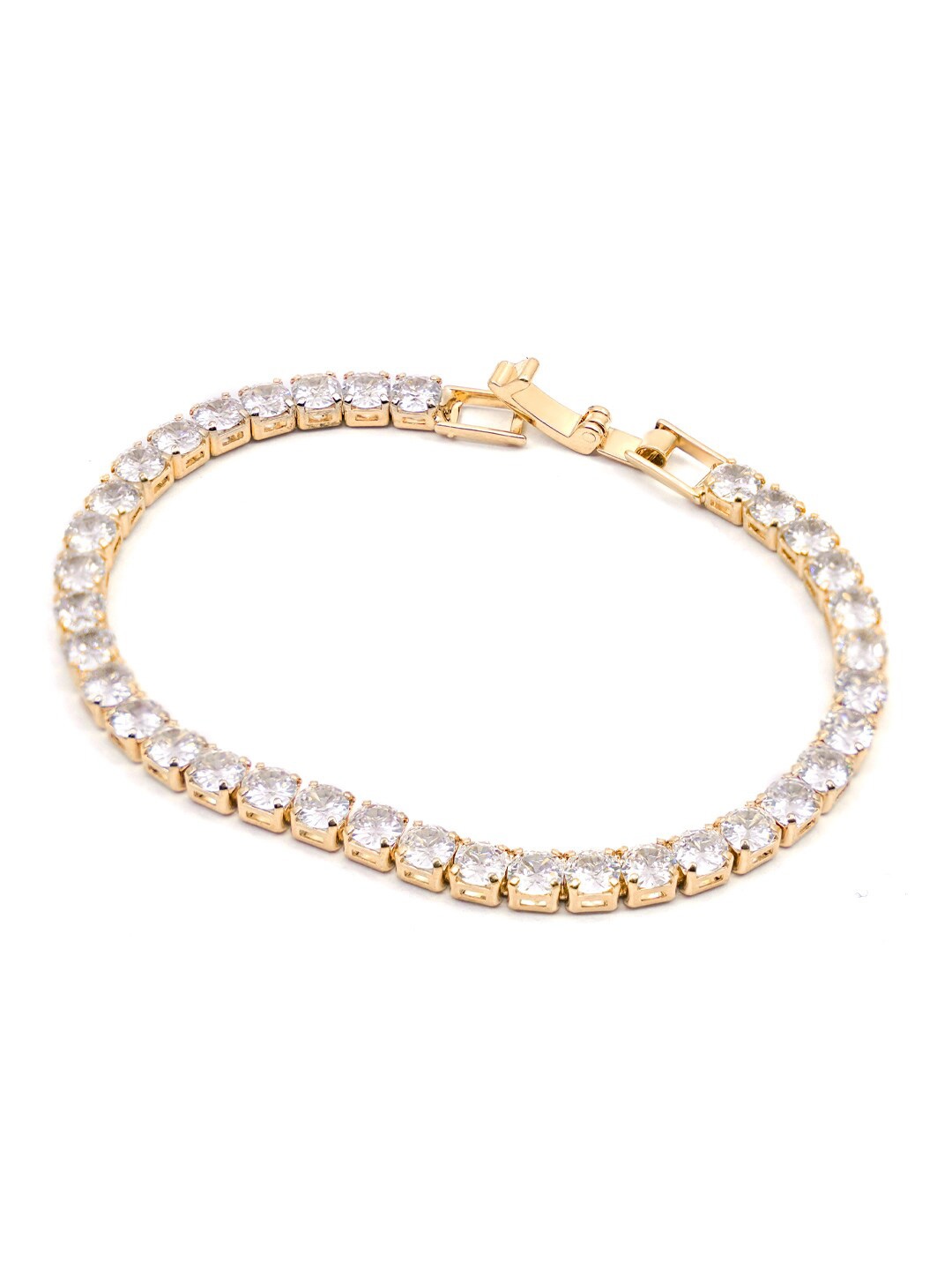 

SWASHAA Women Brass Cubic Zirconia Gold-Plated Wraparound Bracelet