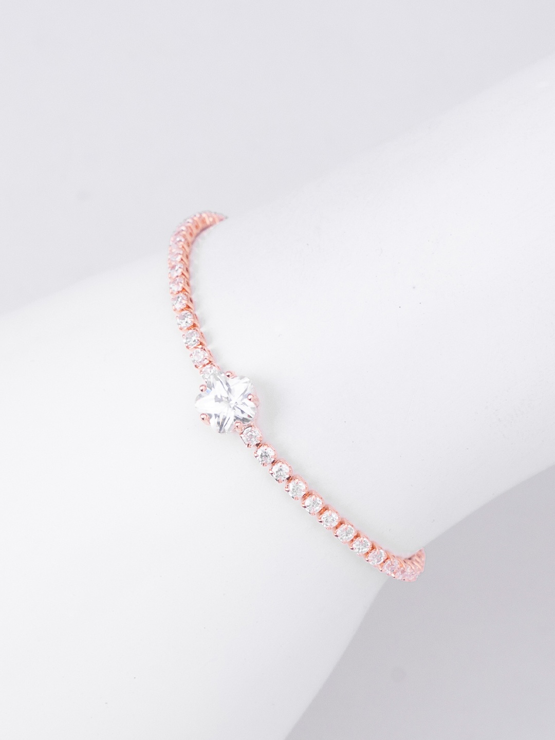 

SWASHAA Brass Cubic Zirconia Rose Gold-Plated Wraparound Bracelet