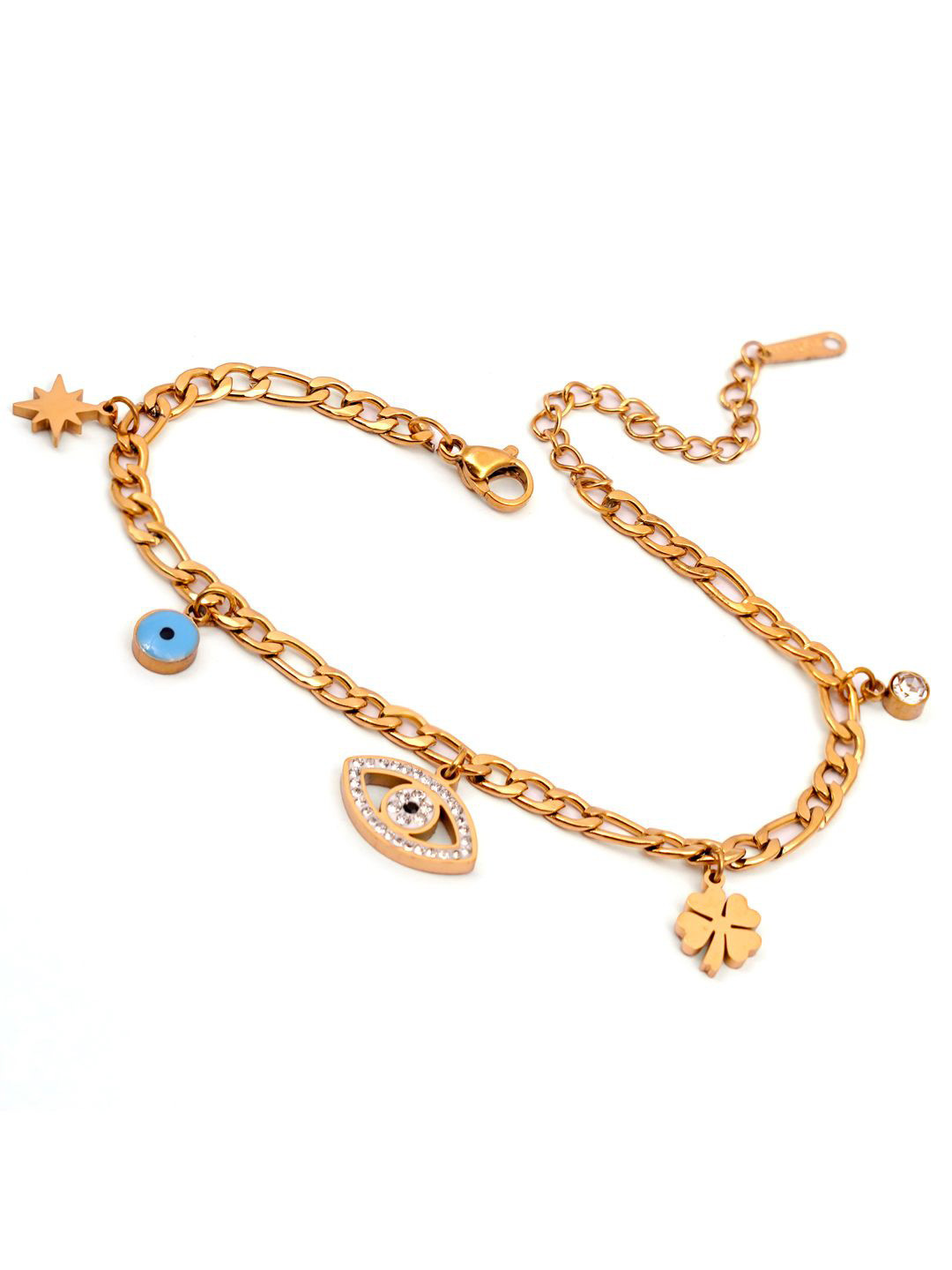 

SWASHAA Women Cubic Zirconia Gold-Plated Link Bracelet