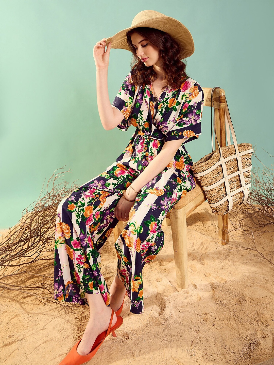 

KASSUALLY Printed Basic Jumpsuit, Black
