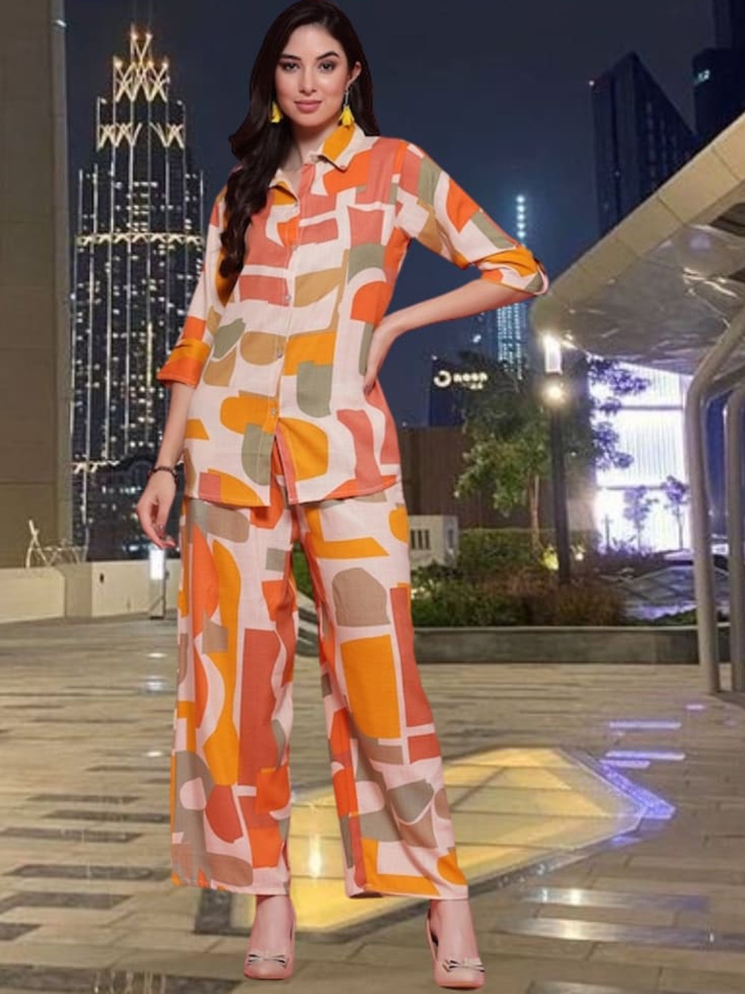 

BAESD Printed Shirt with Palazzos, Pink