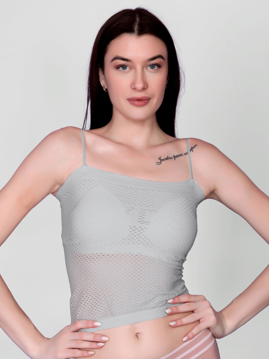 

DEALSEVEN FASHION Women Regular Hem Lightly Padded Camisoles, Grey