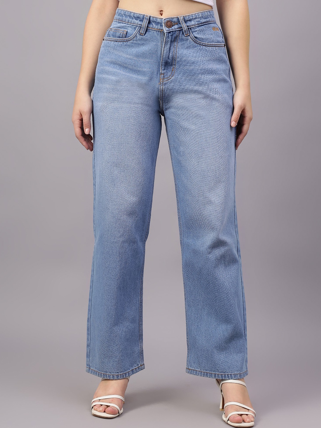 

BAESD Women Wide Leg Light Fade Jeans, Blue
