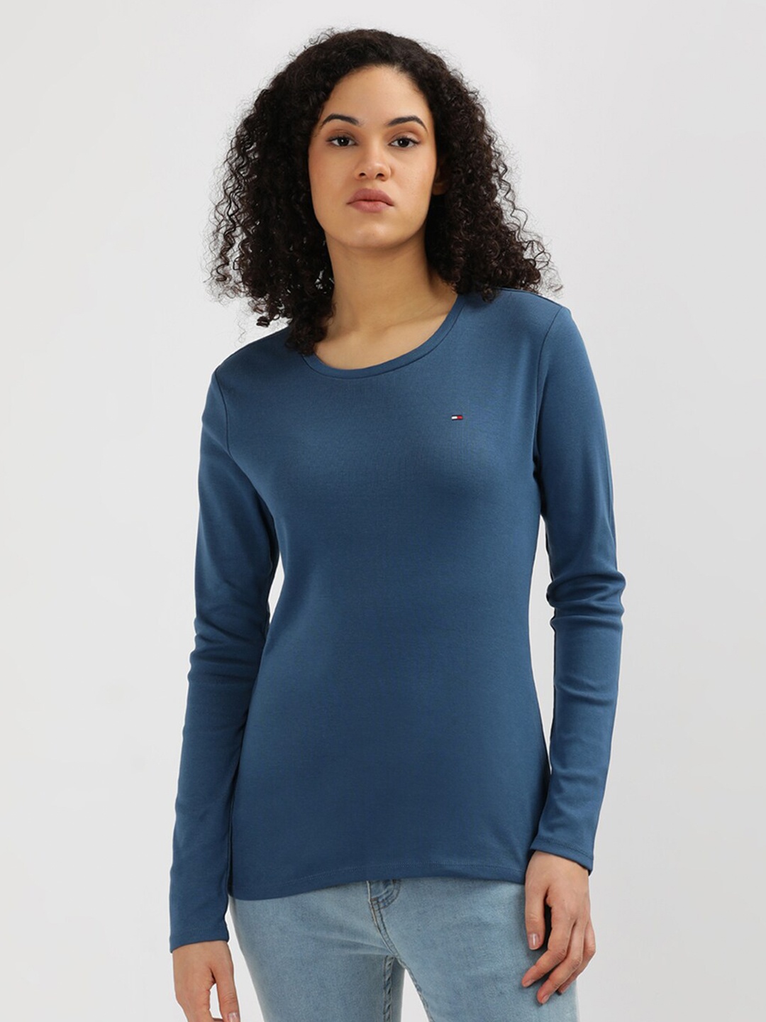 

Tommy Hilfiger Fashion Women Round Neck Slim Fit T-shirt, Blue