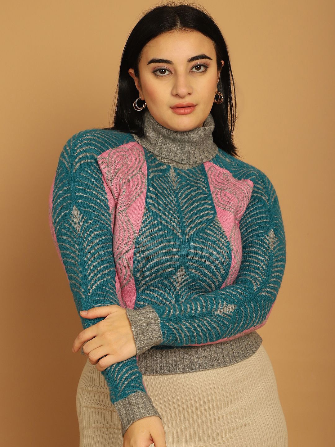 

NoBarr Women Printed Pullover, Green