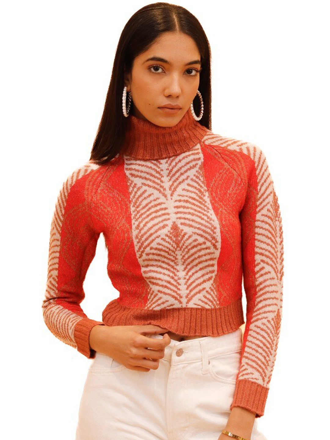 

NoBarr Women Printed Pullover, Orange