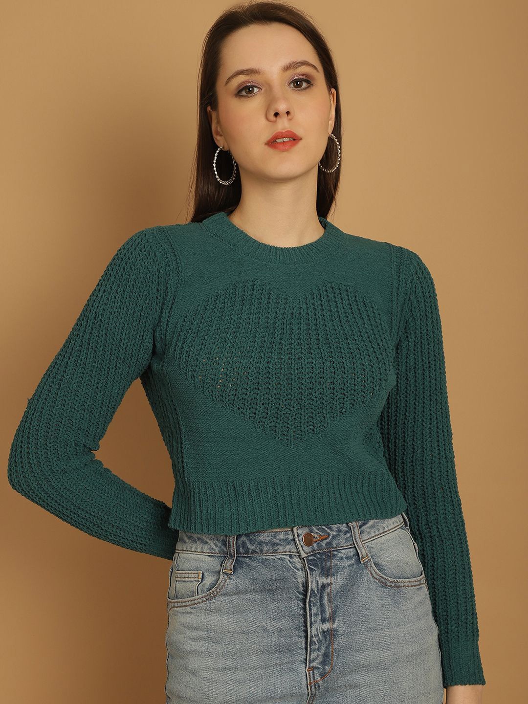 

NoBarr Women Cable Knit Pullover, Green