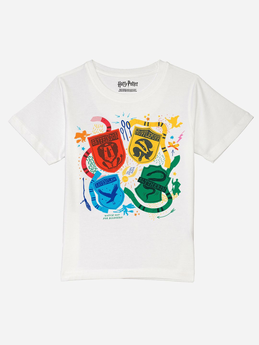 

YK Warner Bros Boys Graphic Printed Round Neck T-shirt, White
