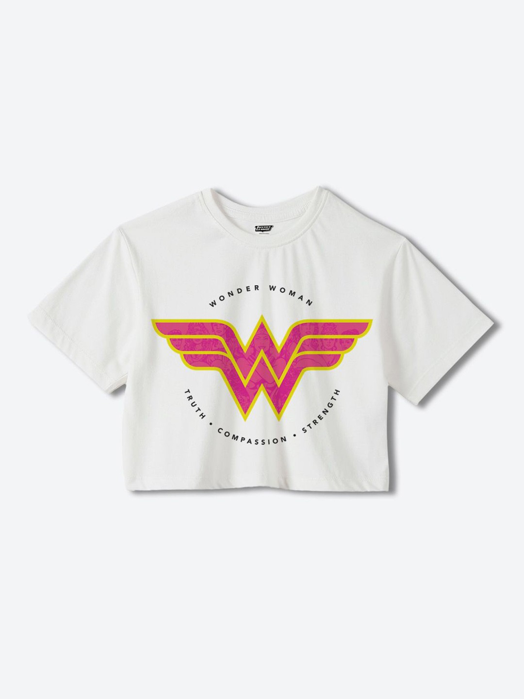 

YK Warner Bros Girls Typography Wonder Woman Printed Boxy T-shirt, White
