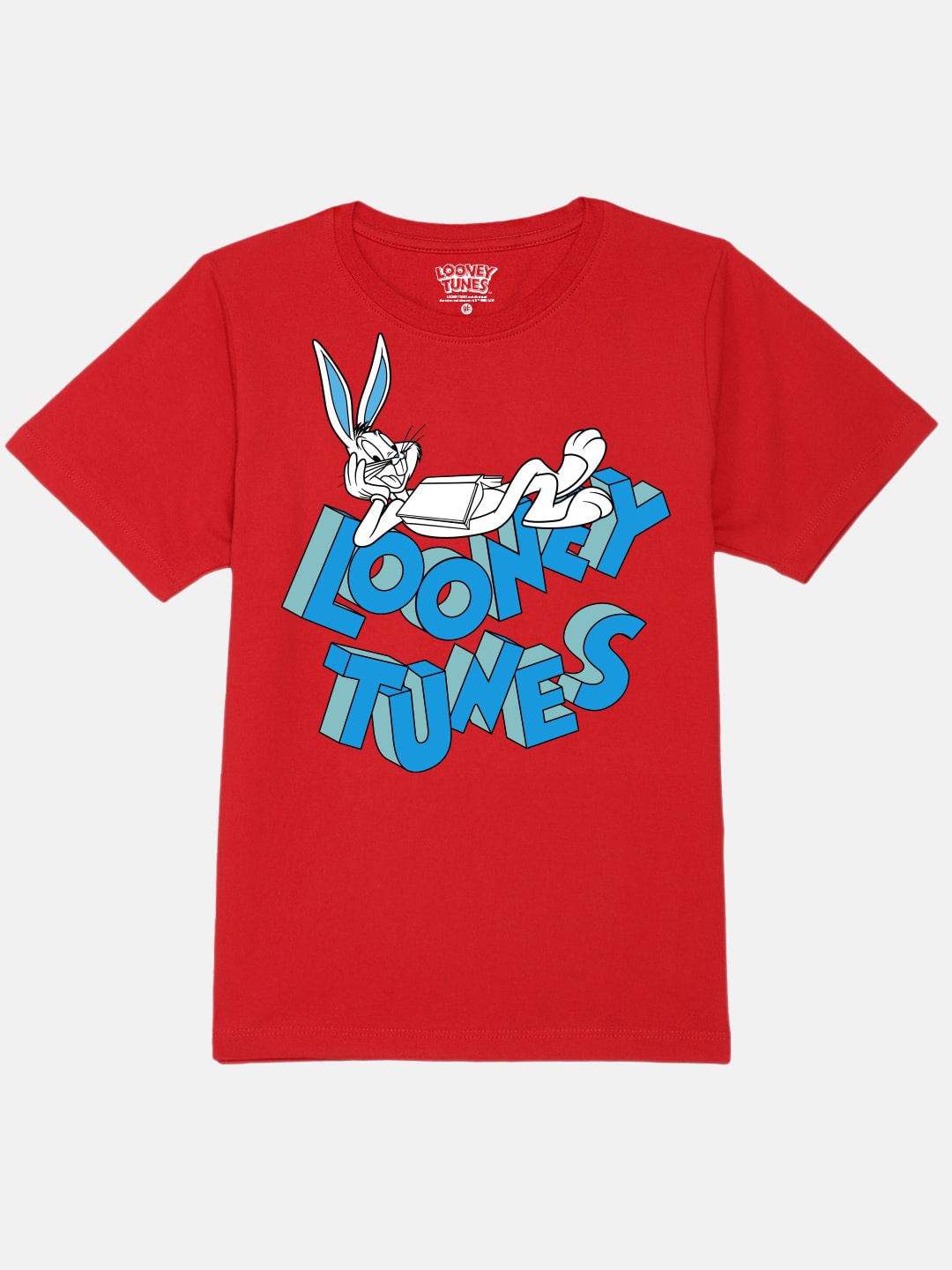 

YK Warner Bros Boys Graphic Printed Pure Cotton Round Neck T-shirt, Red