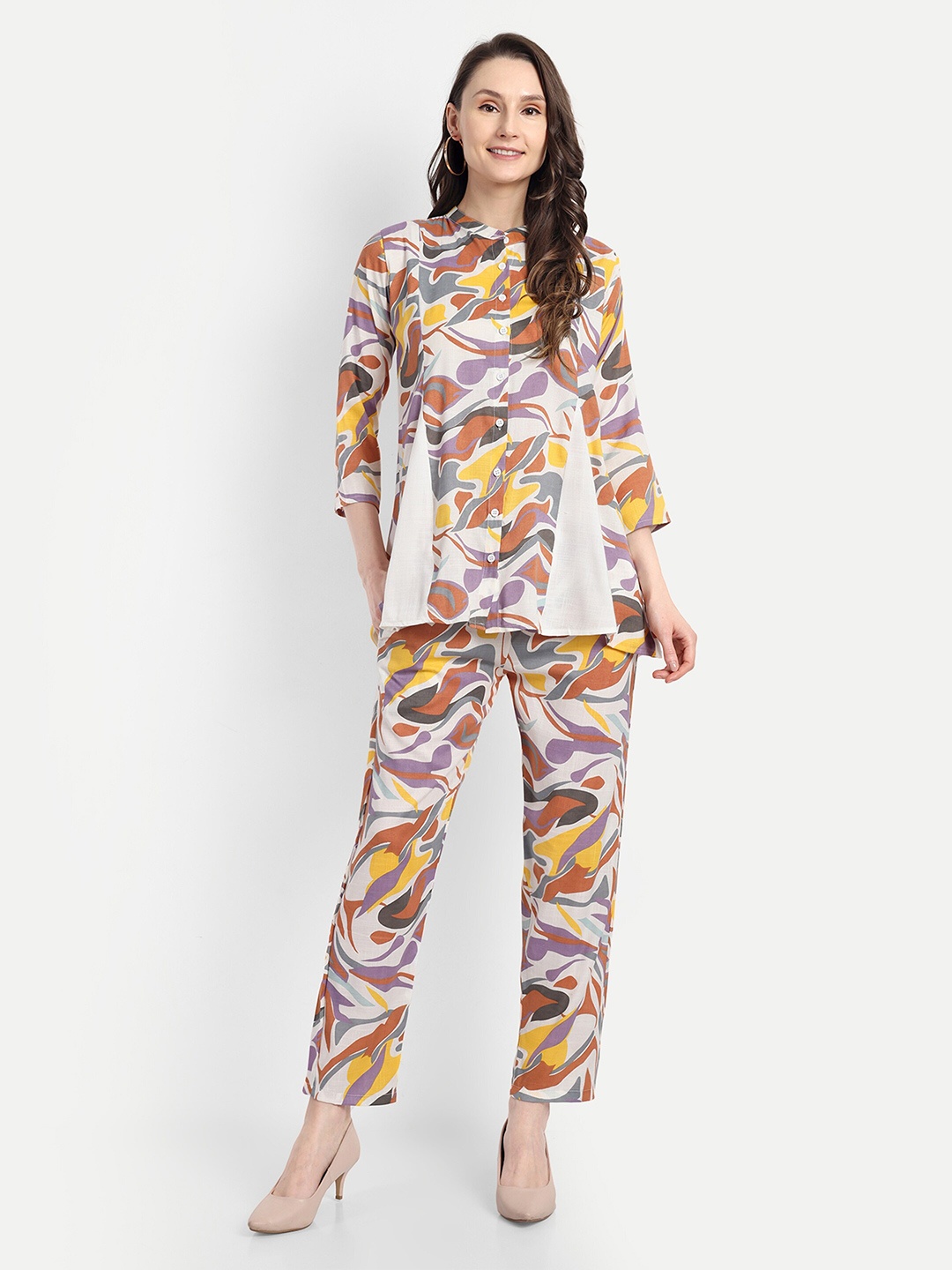 

FNOCKS Women Printed Co-Ords Set, White