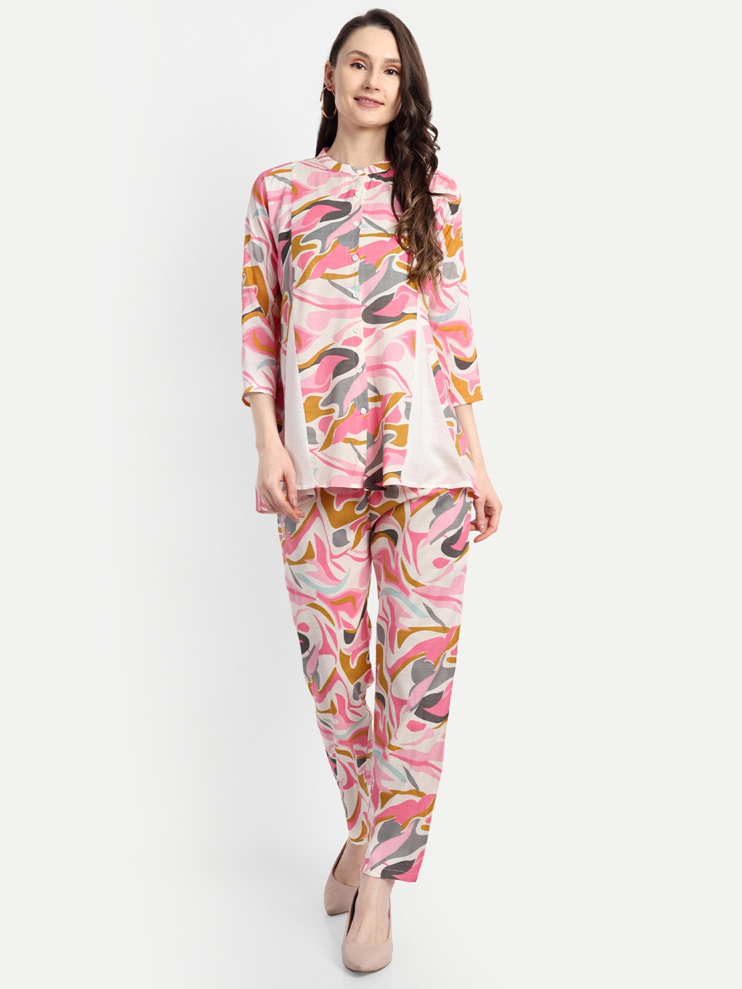 

FNOCKS Women Printed Co-Ords Set, White