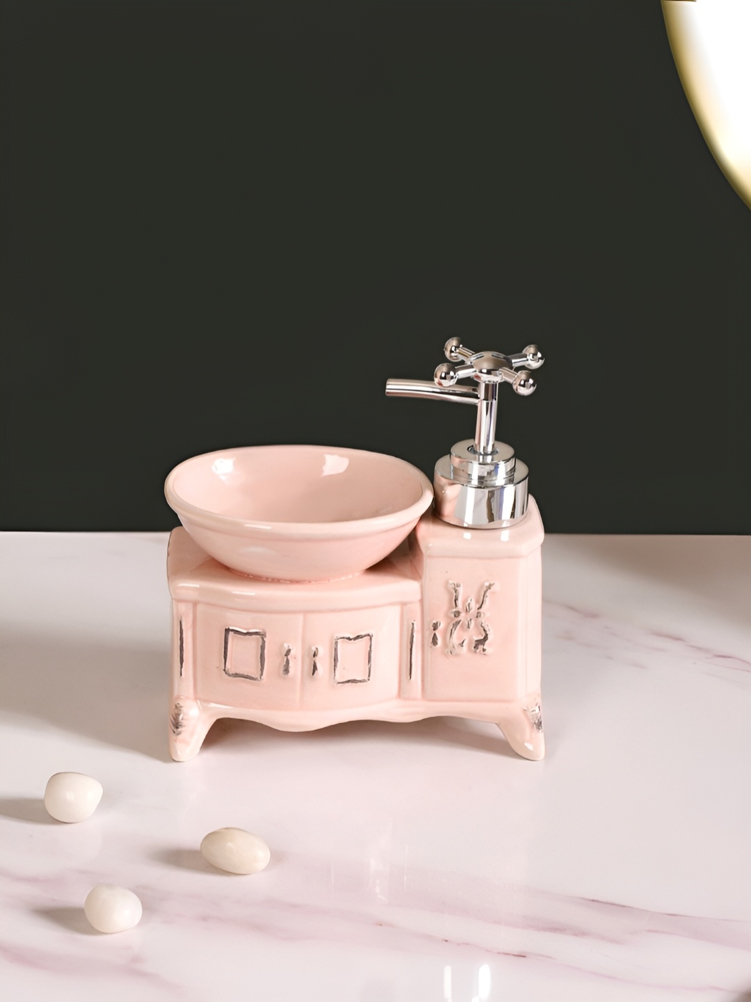 

Nestasia Peach-Coloured Textured Ceramic Soap Dispenser
