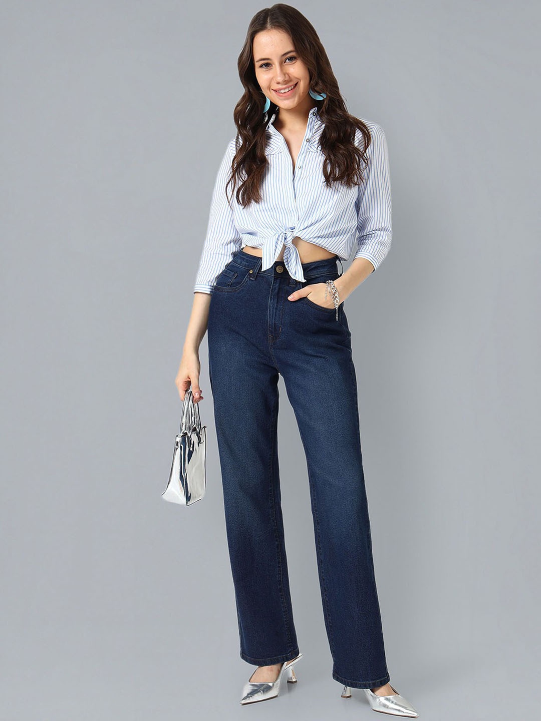 

Flying Machine Women Straight Fit High-Rise Clean Look Stretchable Jeans, Blue