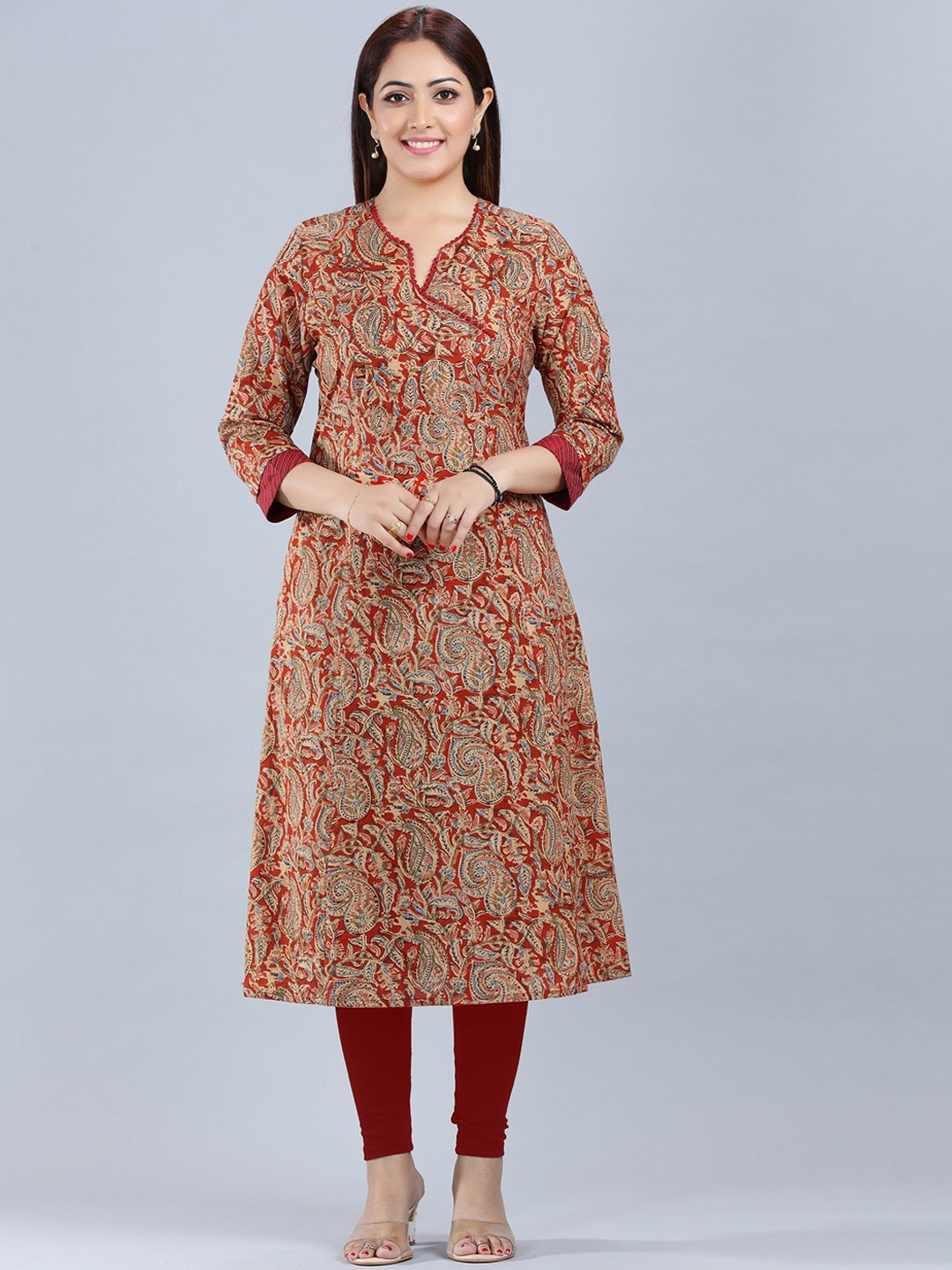 

COTTON CULTURE Paisley Printed Cotton Kurta, Rust