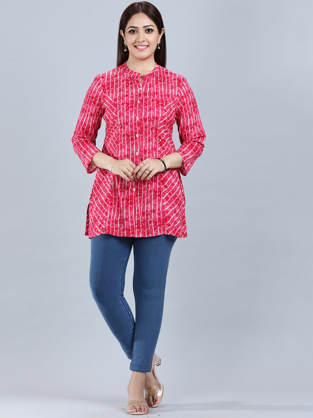

COTTON CULTURE Woven Design Pure Cotton Kurti, Pink
