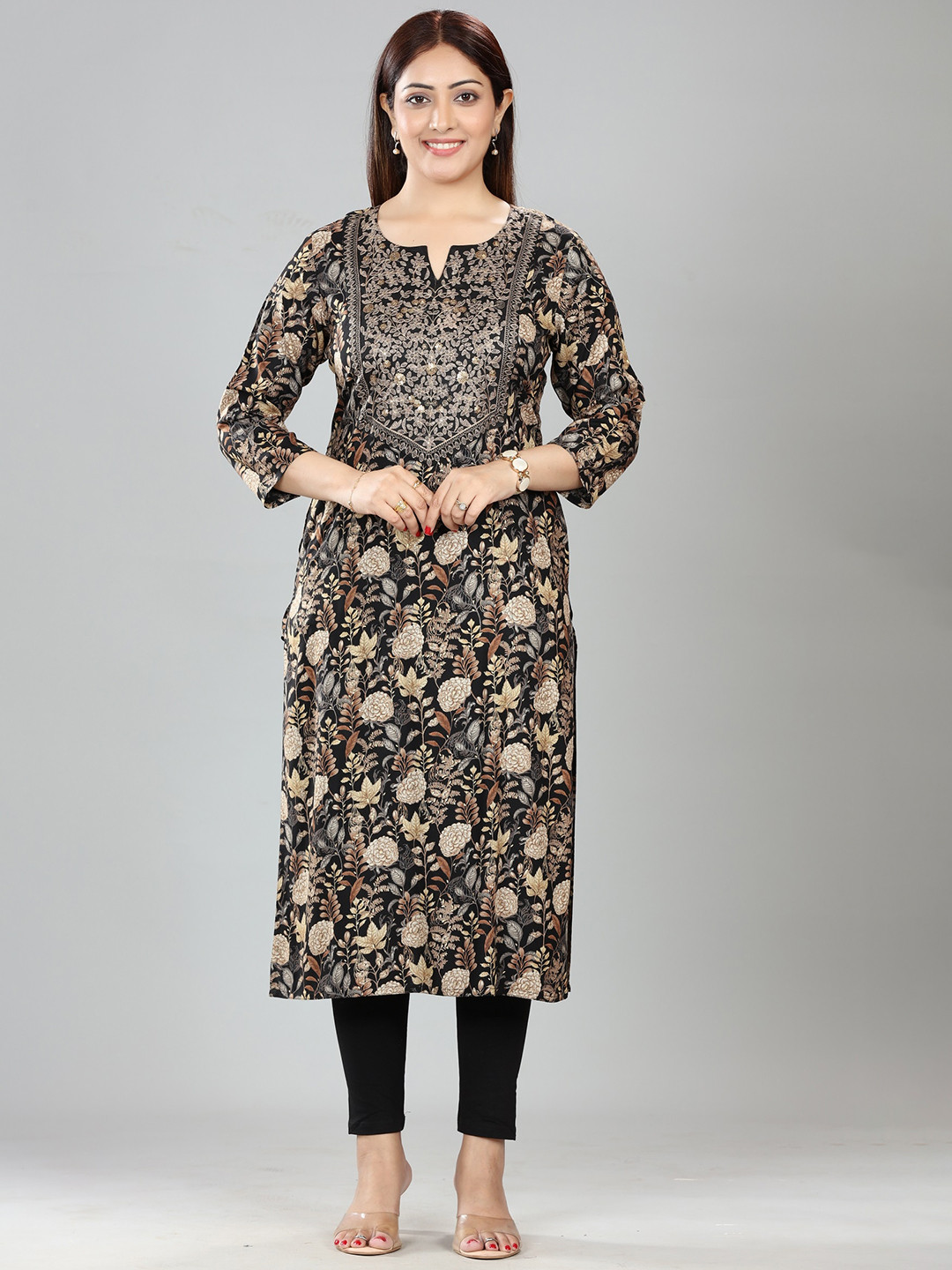 

COTTON CULTURE Ethnic Motifs Printed Kurta, Black