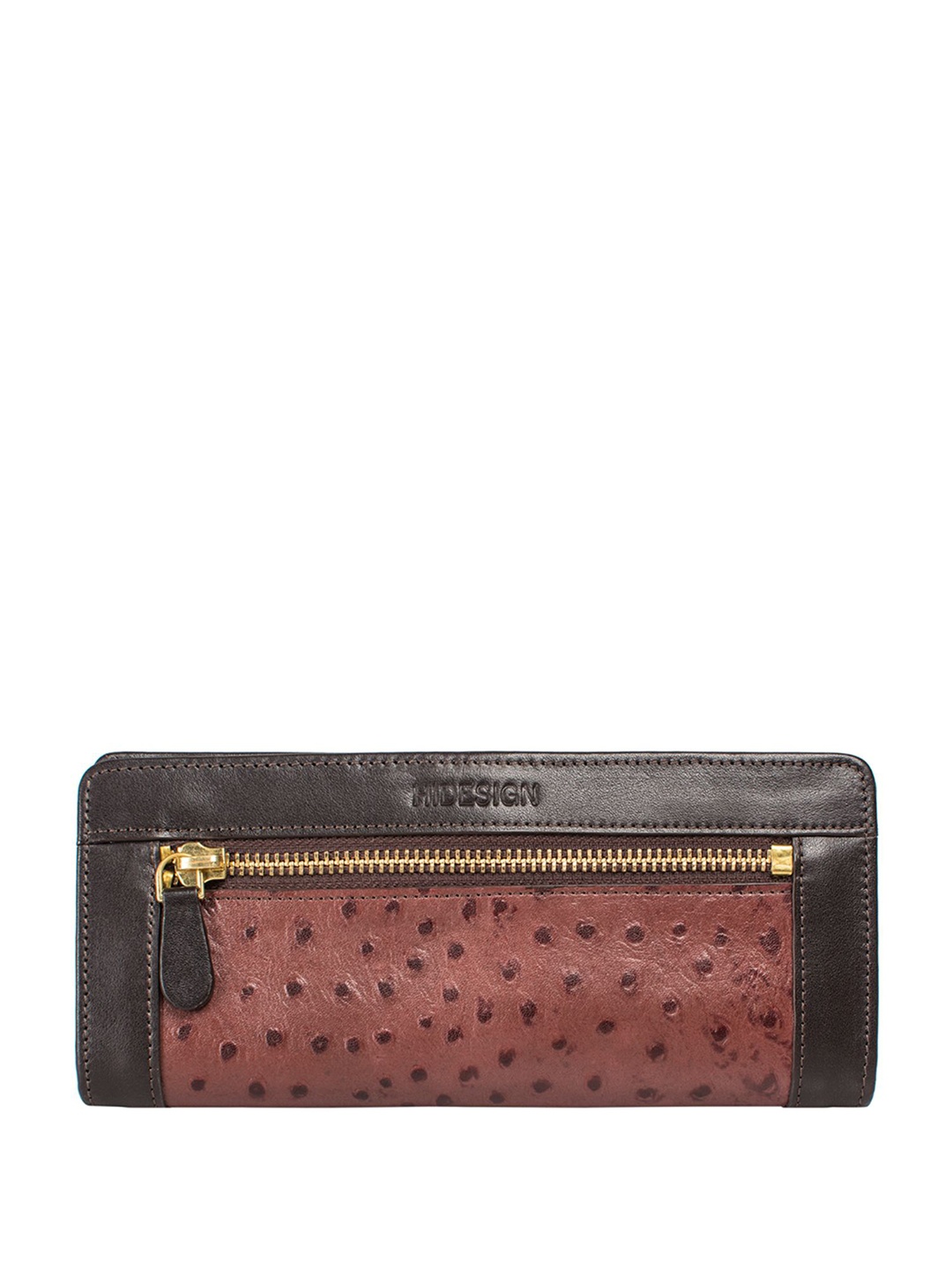 

Hidesign Women Abstract Textured Leather Card Holder, Brown