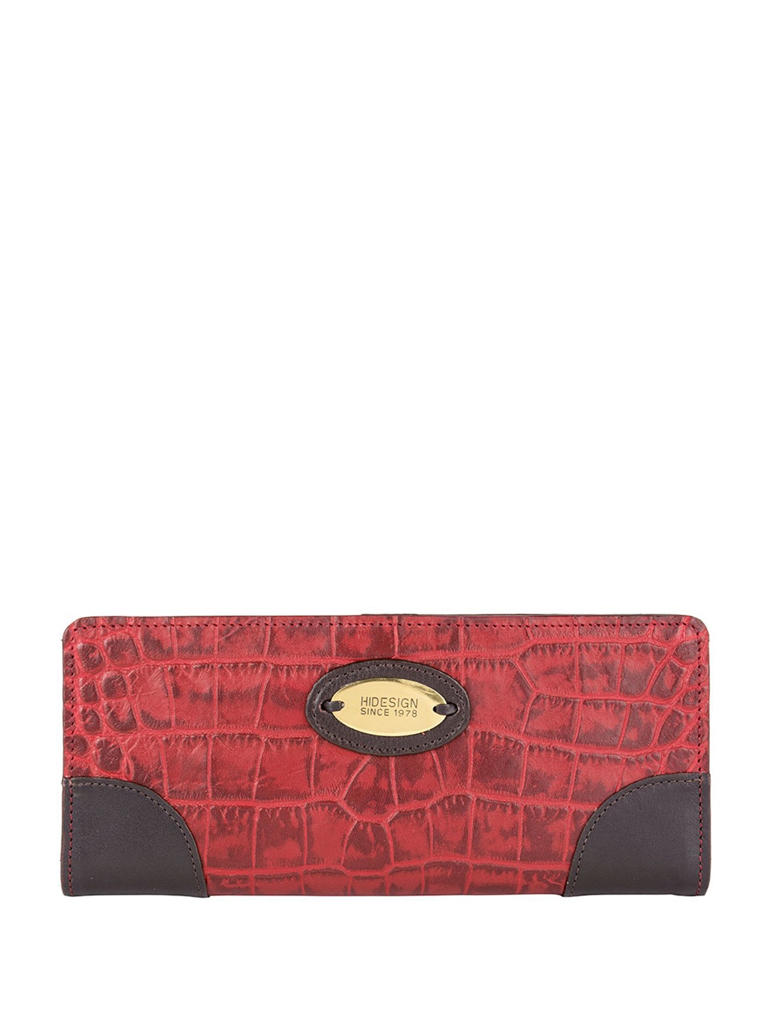 

Hidesign Women Textured Leather Two Fold Wallet, Red