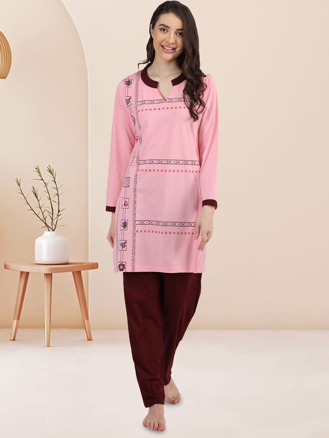 

Duchess Women Printed Night suit, Pink