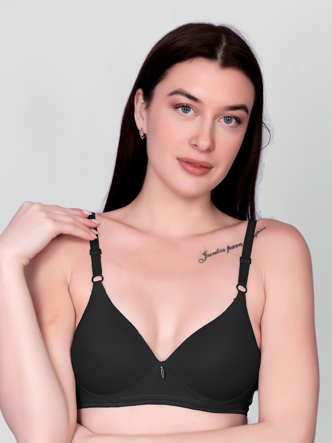 

DEALSEVEN FASHION Women Medium Coverage Lightly Padded T-Shirt Bra, Black