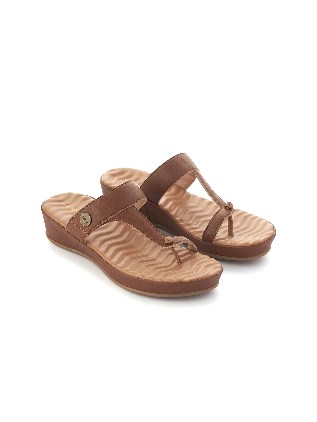 

PEPITOES Solid Comfort Heel Sandals, Tan