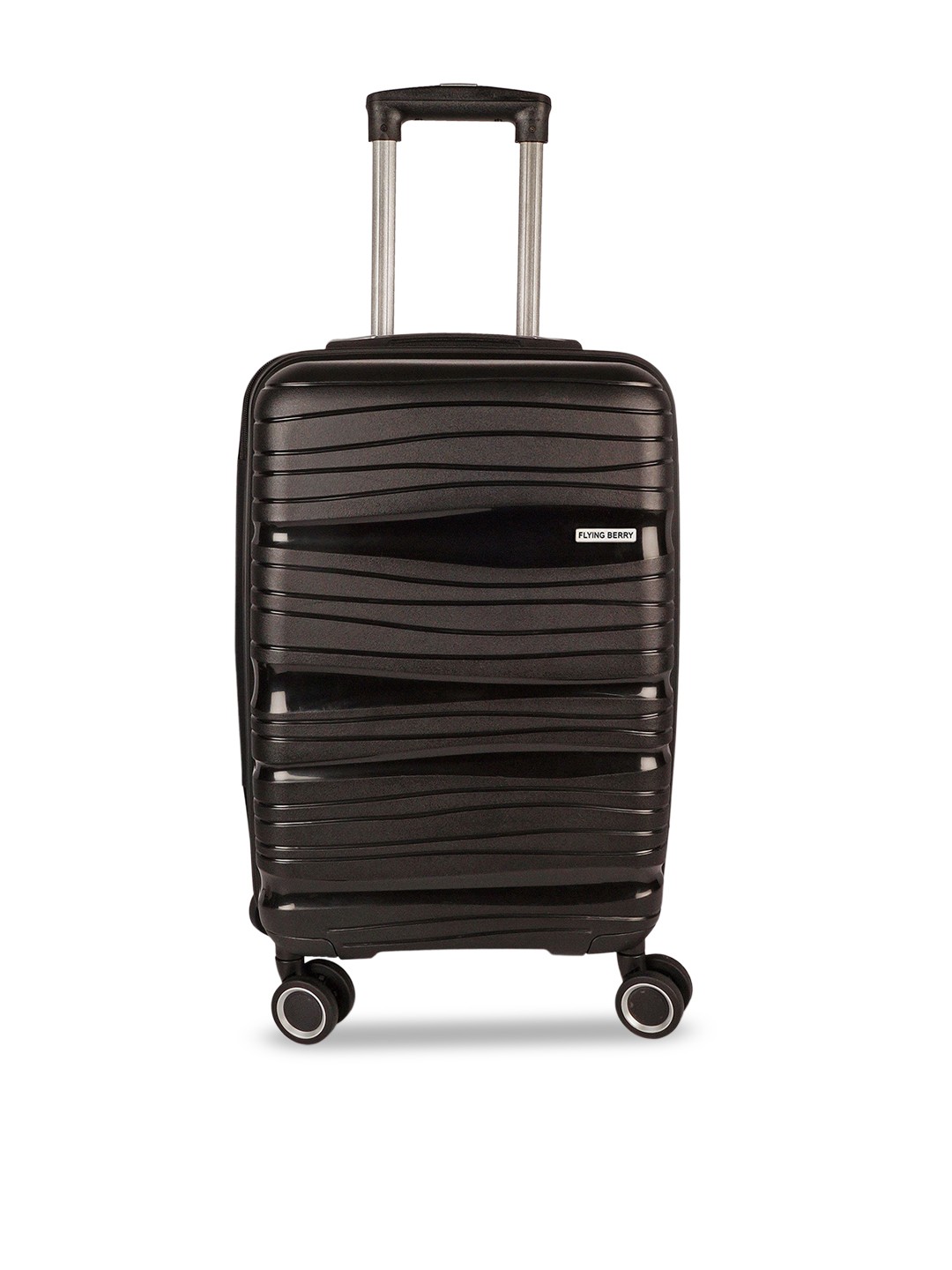 

FLYING BERRY Unisex Hard Flexible Sided Small Suitcase Trolley Bag-41.0L, Black