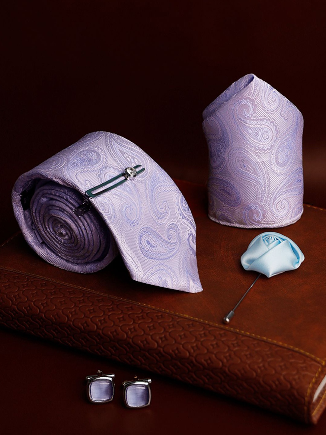 

LOUIS STITCH Men Italian Silk Necktie Accessory Gift Set, Grey