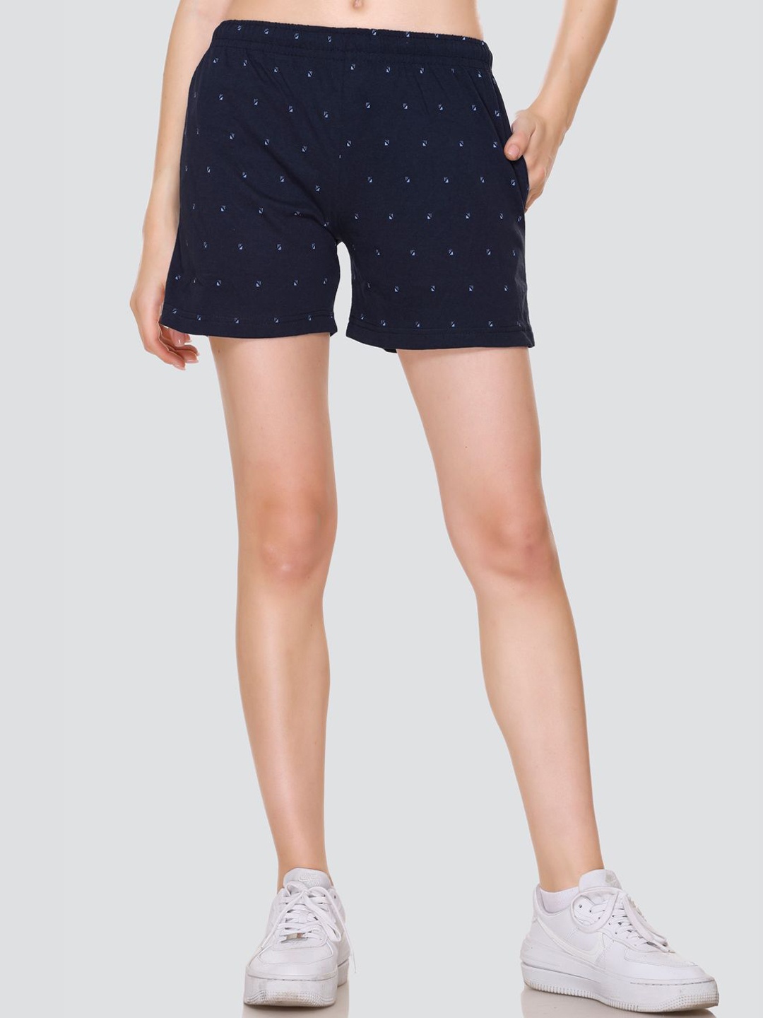 

ELPIDA Women Conversational Printed Sports Shorts, Blue