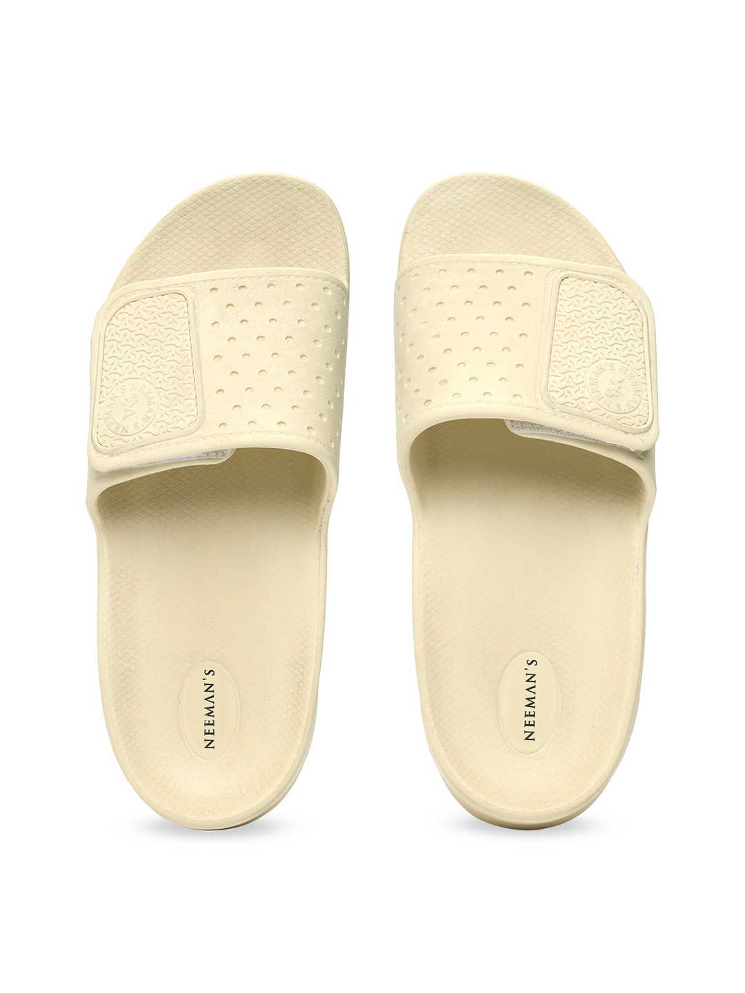 

NEEMANS Men Rubber Open Toe Sliders, Beige