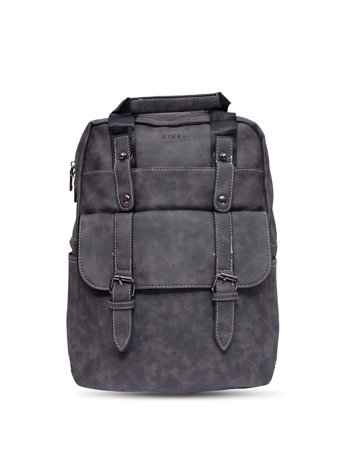 

DIMEH Unisex 14 Inch Solid Medium Leather Backpack, Grey