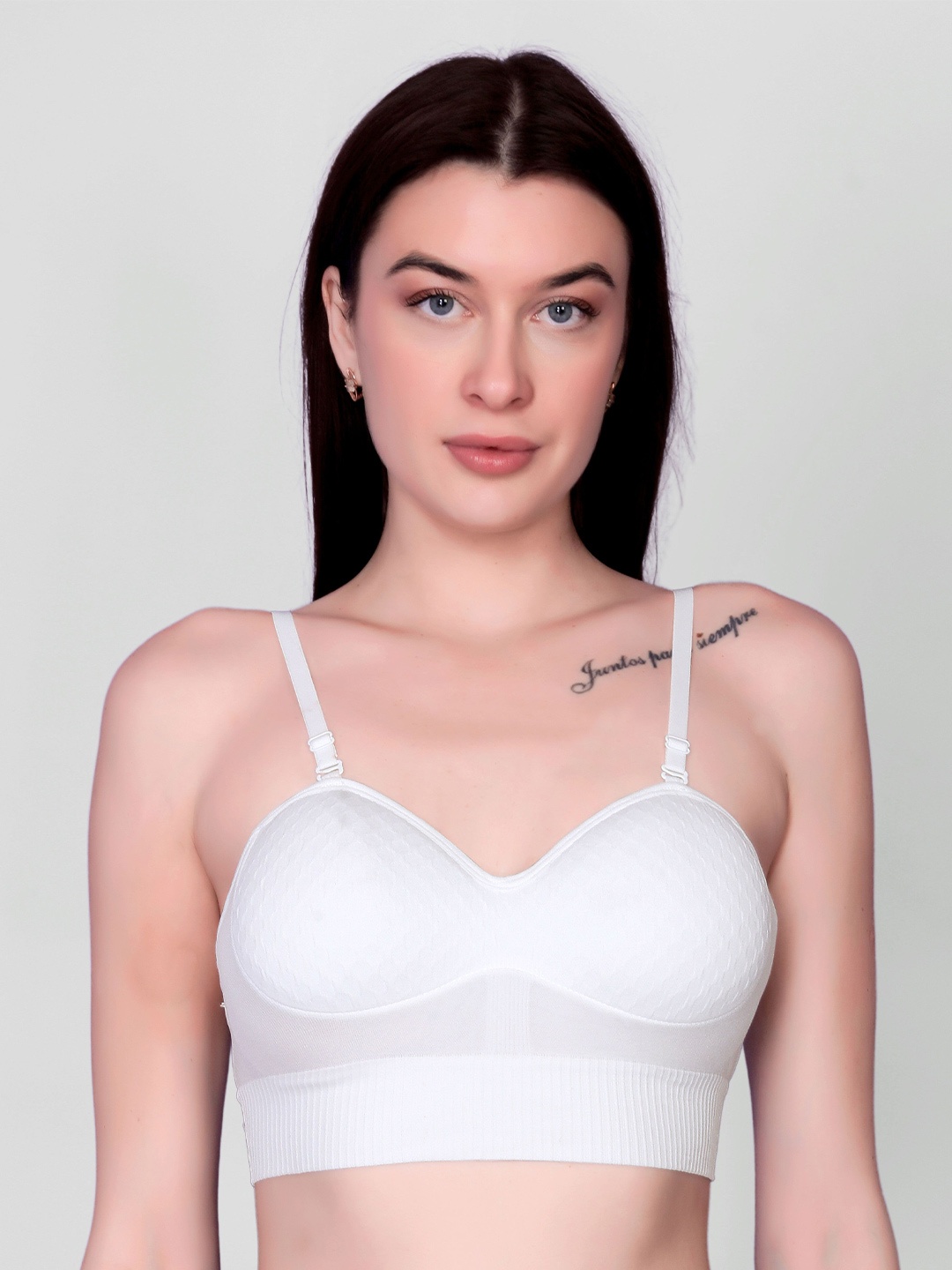 

DEALSEVEN FASHION Women Full Coverage Heavily Padded Beginners Bra, White