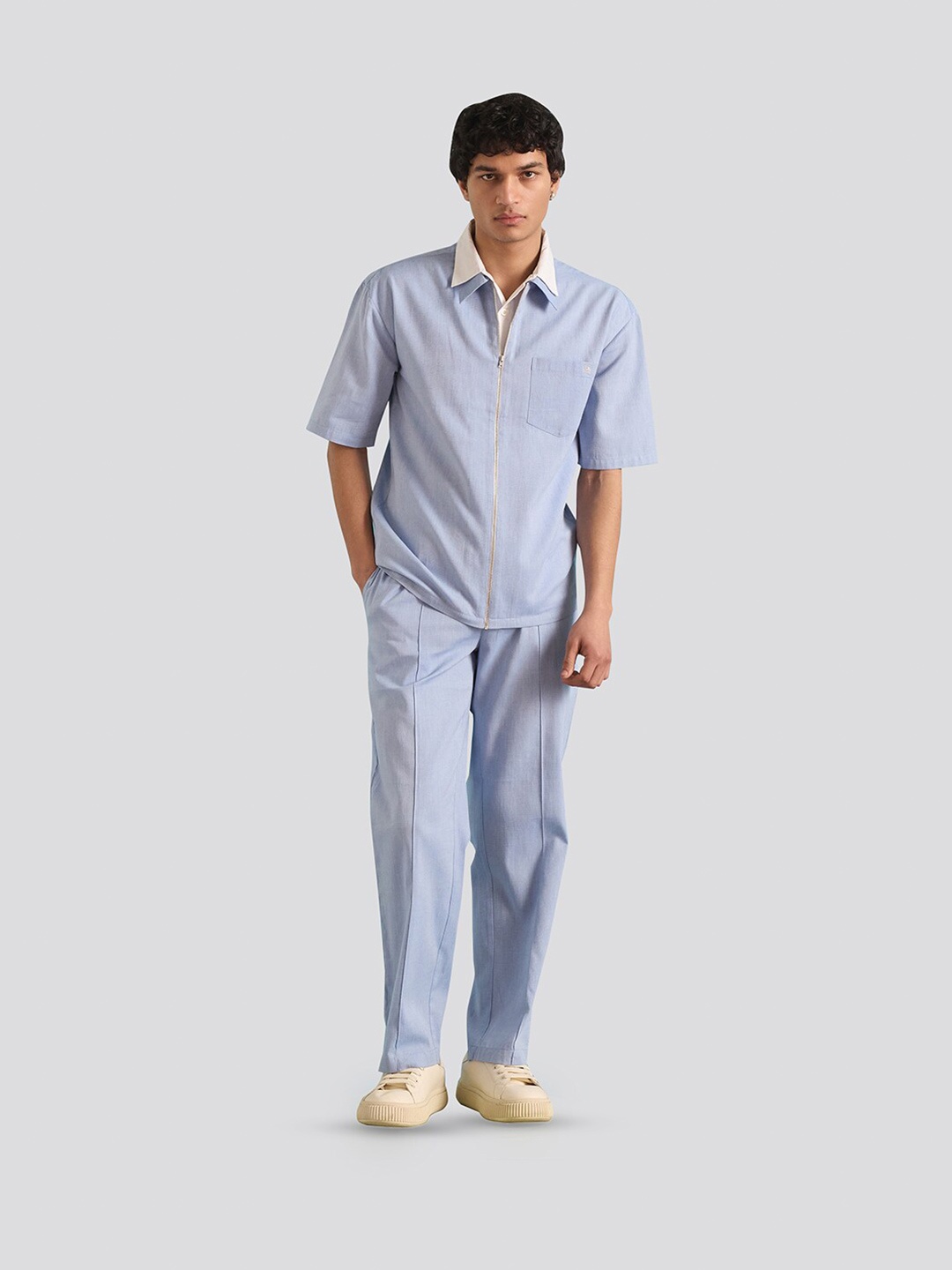 

Muvazo Comfort Cotton Striped Casual Shirt, Blue