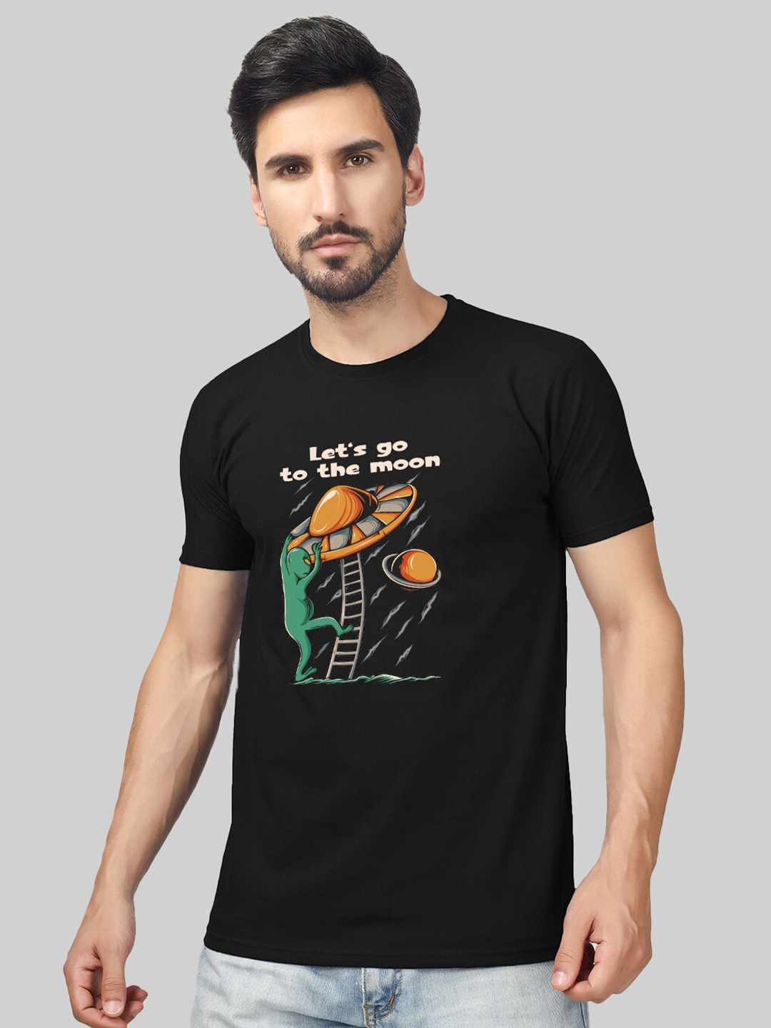 

Greylongg Men Graphic Printed Round Neck T-shirt, Black