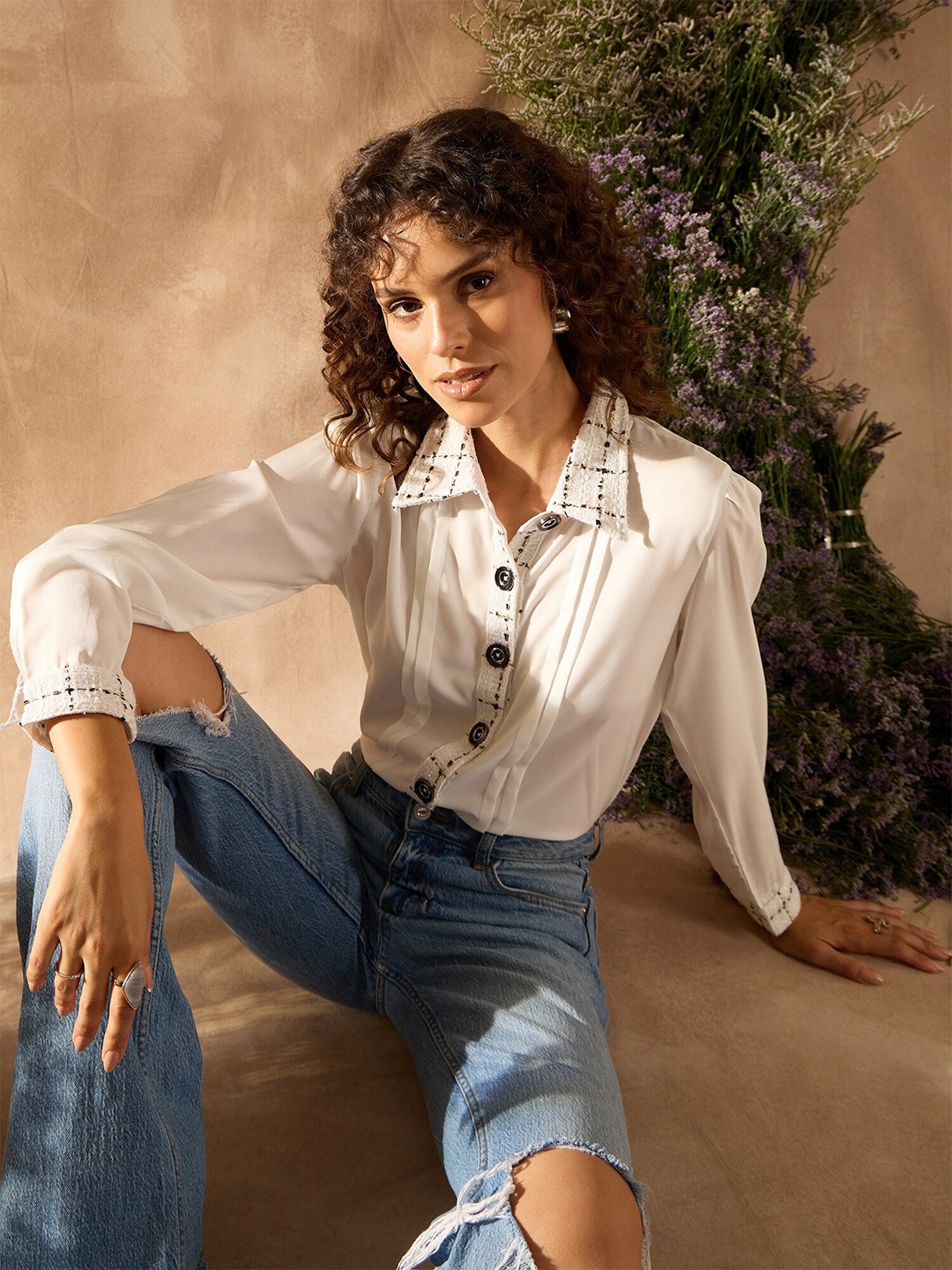

KASSUALLY Spread Collar Comfort Opaque Casual Tailored Shirt, White