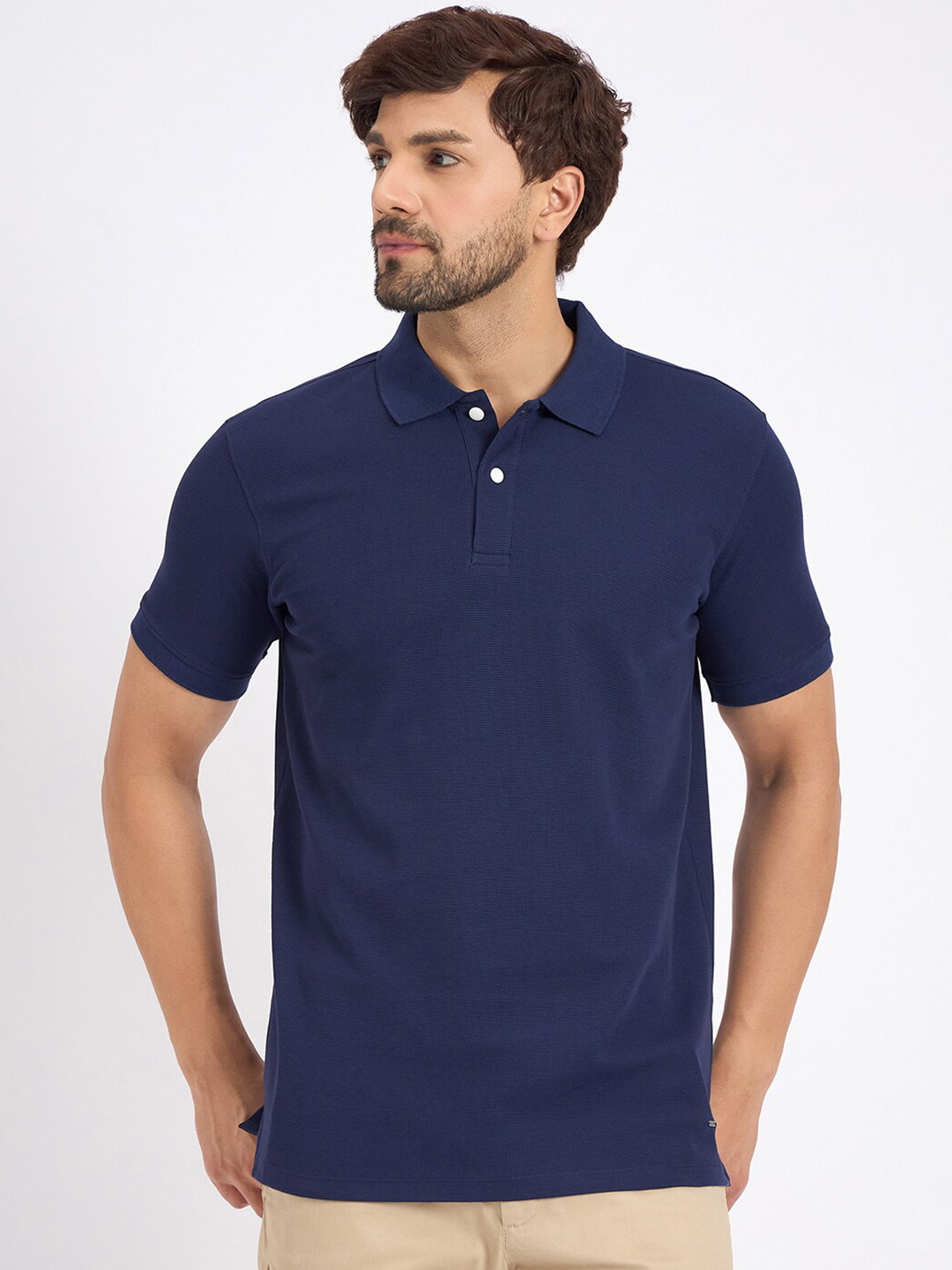 

EDRIO Men Nautical Cotton Polo Collar T-shirt, Blue