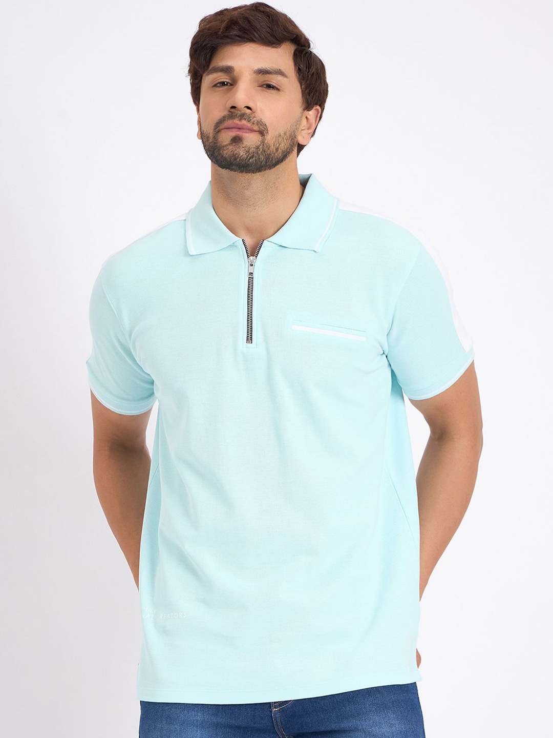 

EDRIO Men Cotton Polo Collar T-shirt, Green