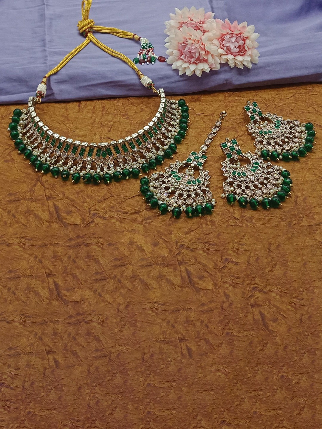 

AASHISH IMITATION AD Studded & Beaded Jewellery Set, Gold