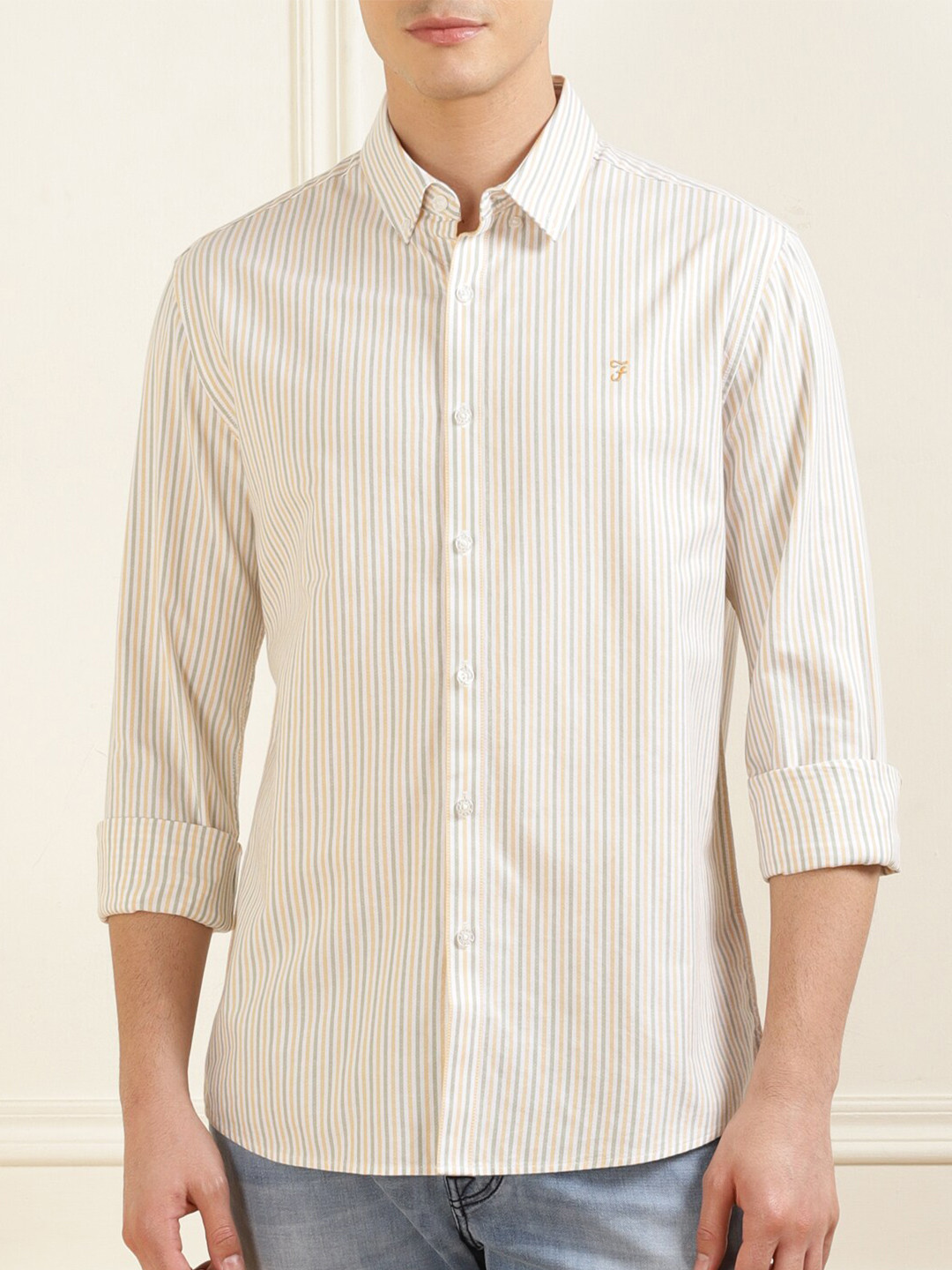 

Farah Cotton Striped Casual Shirt, Green