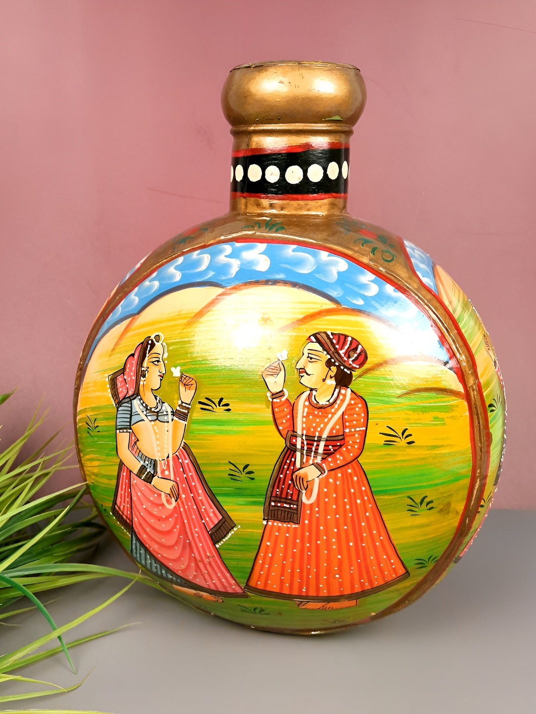 

apka mart Gold Printed Ceramic Flower Vase