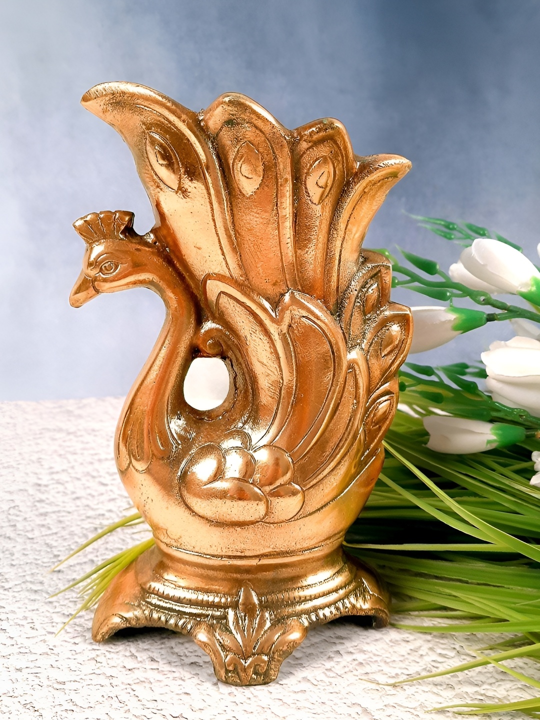 

apka mart Copper-Coloured Peacock Shaped Flower Vase Pot