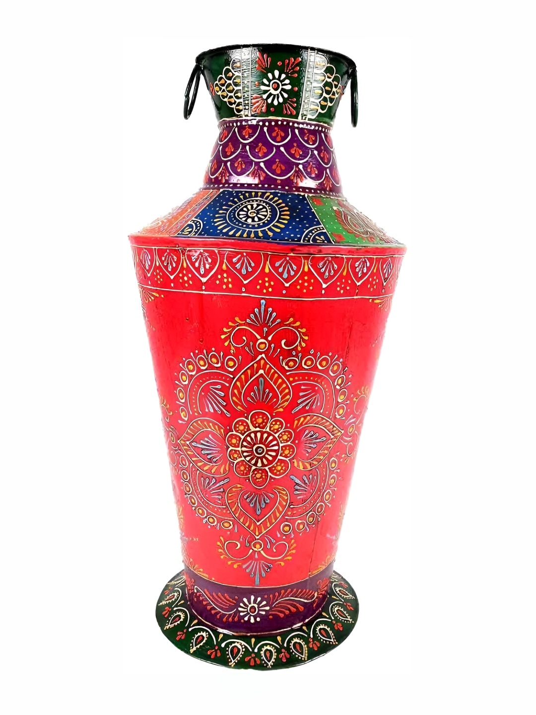 

apka mart Red & Black Printed Metal Flower Vase