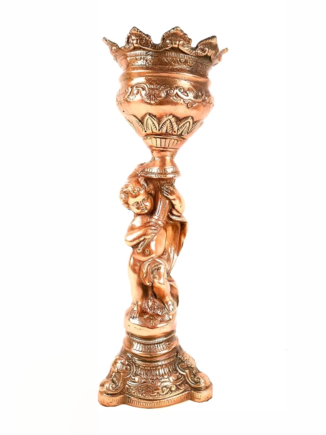 

apka mart Copper Toned Textured Metal Flower Vase