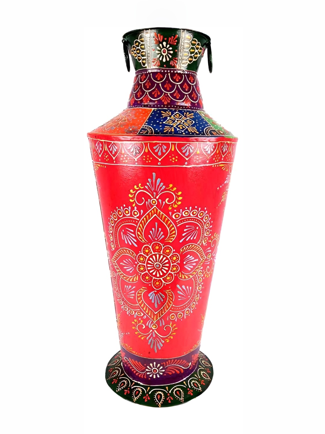 

apka mart Red & Black Printed Metal Flower Vase