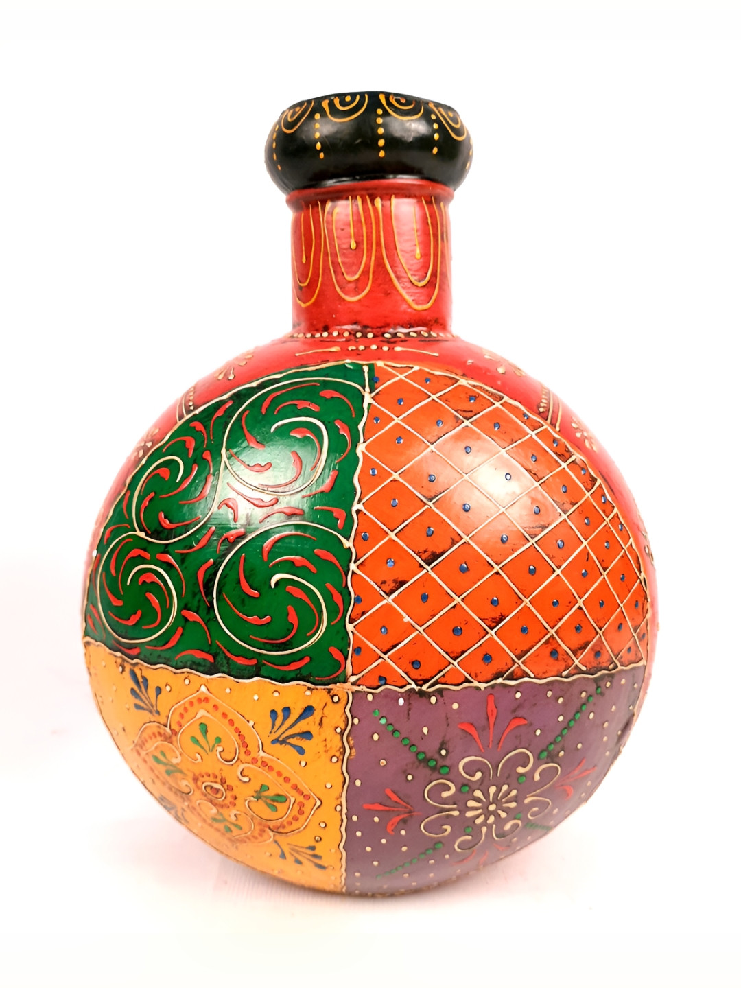 

apka mart Red & Brown Printed Metal Flower Vase