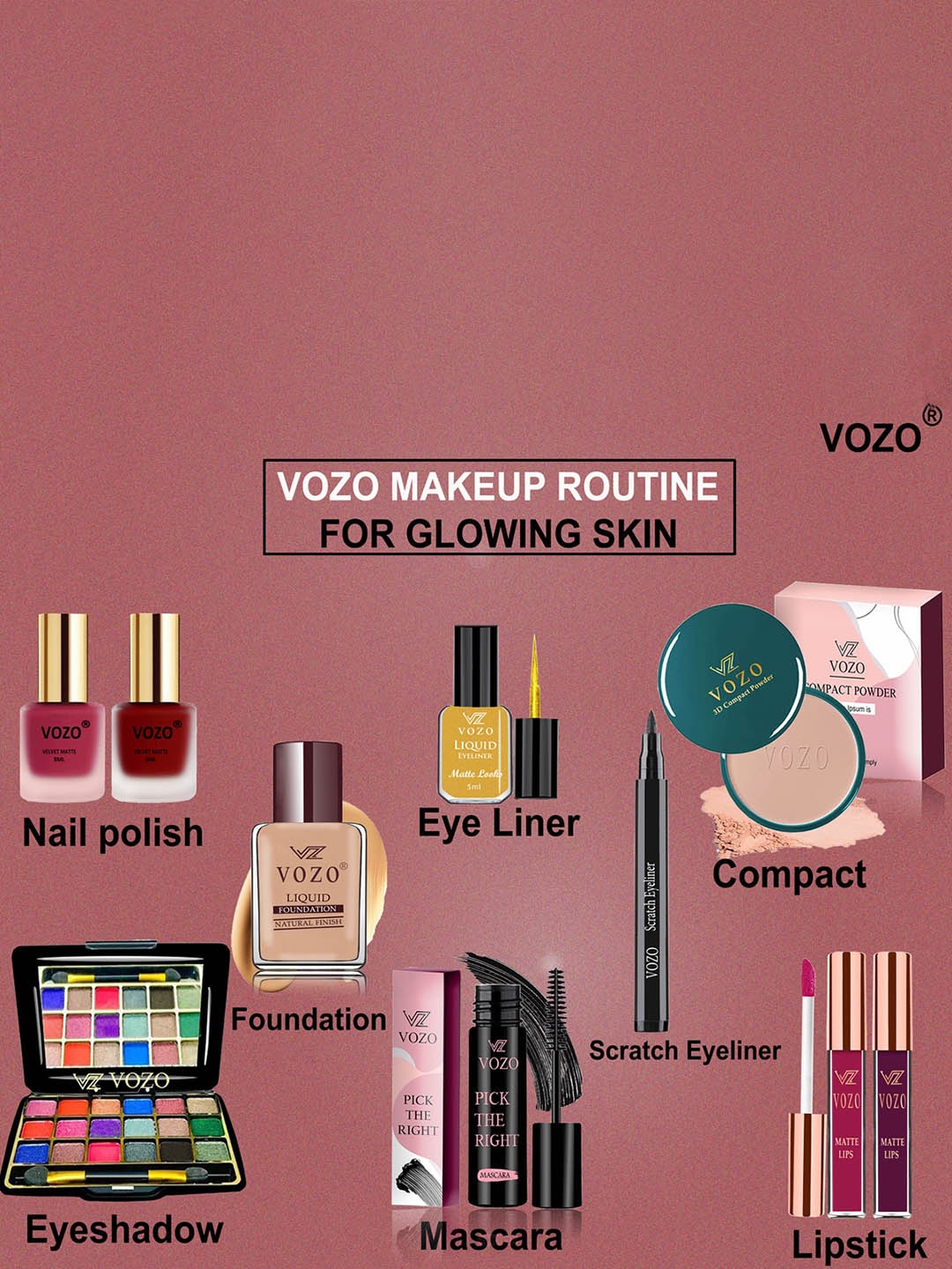 

VOZO Set Of 10 Ultimate Glamour Vault Makeup Combo, Multi