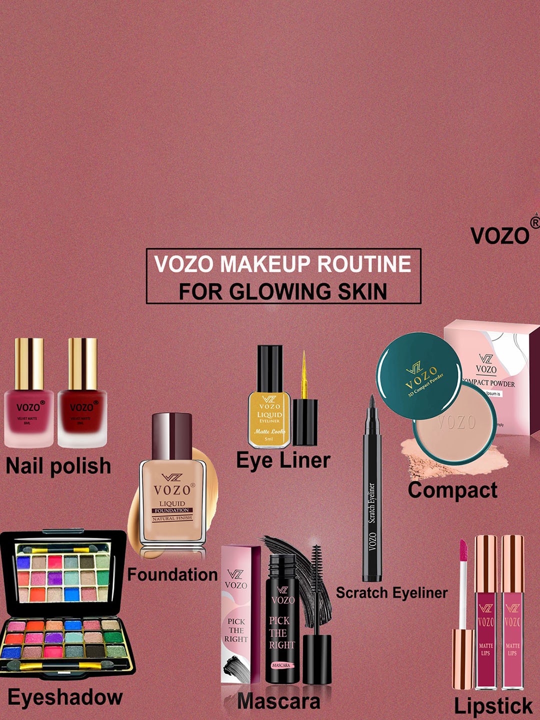 

VOZO Set Of 10 Ultimate Glamour Vault Makeup Combo, Multi